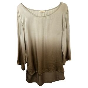 Prontomoda Giusy XL Top Ombre Silk Italy Quiet Luxury Old Money Dip Dye‎ 1769